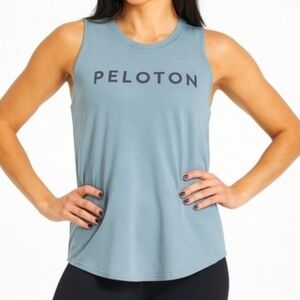 Peloton Spirit Muscle Tank Top Teal Neon Logo Women’s Small Athleisure